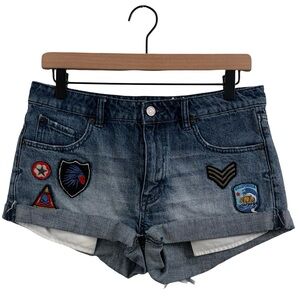 Volcom Blue Patchwork Jean Shorts